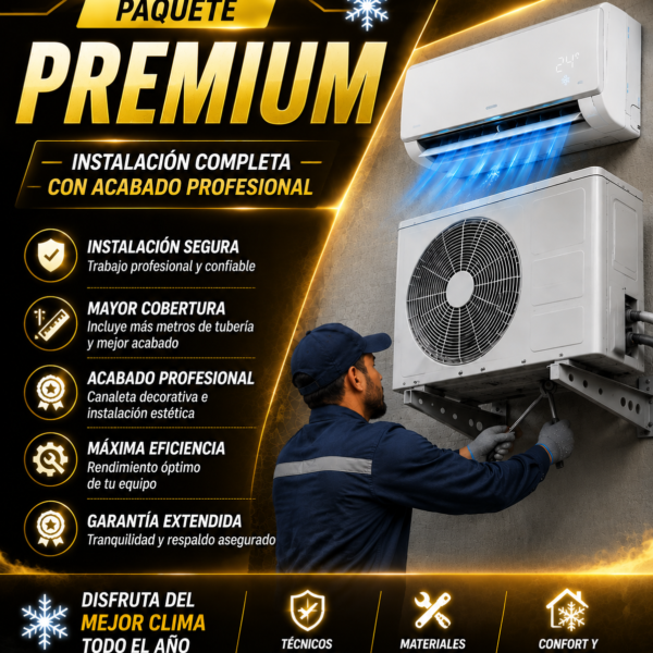 INSTALACIÓN DE AIRE ACONDICIONADO PAQUETE PREMIUM
