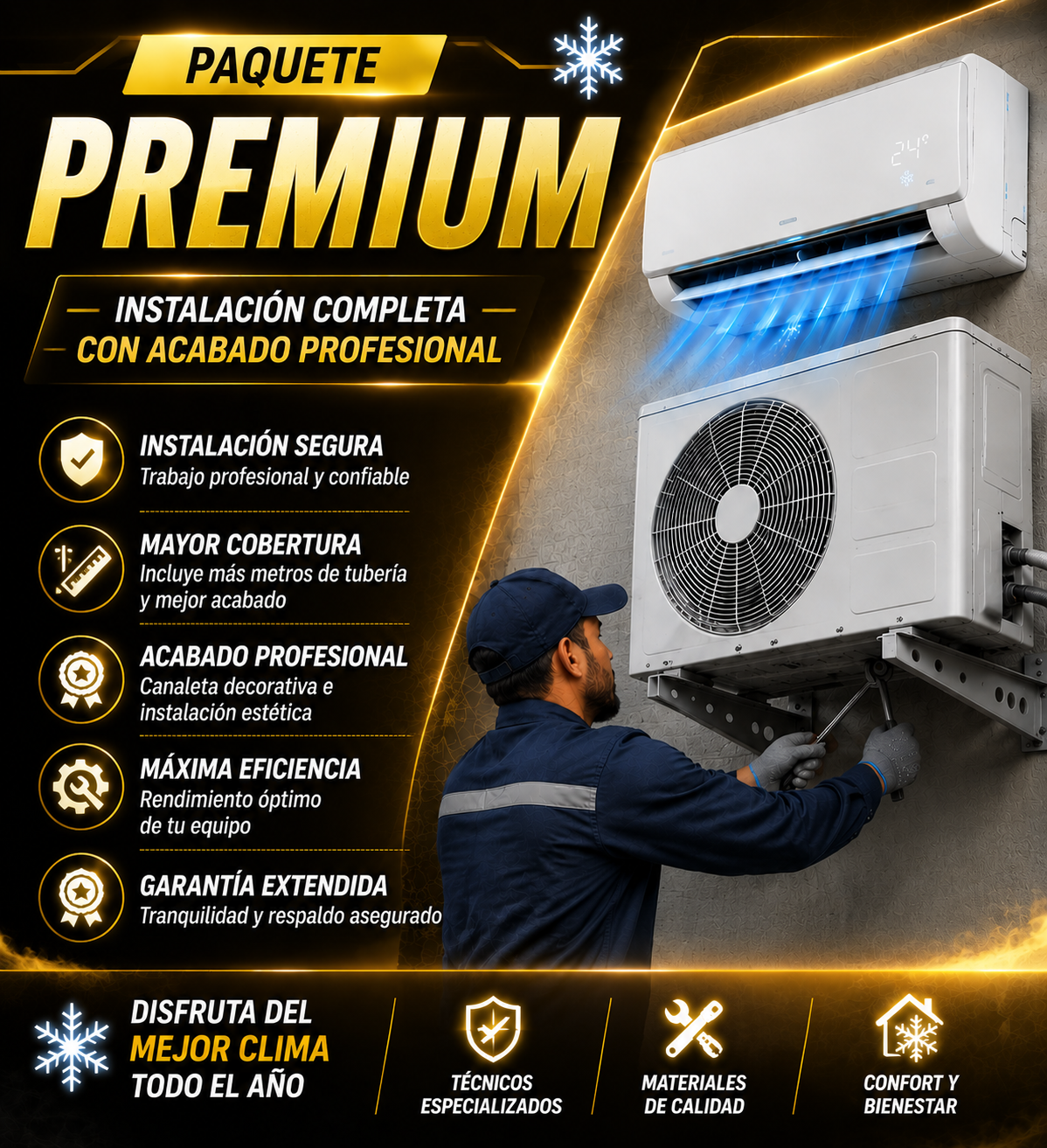 ChatGPT Image 30 ago 2026, 14_50_43 INSTALACIÓN DE AIRE ACONDICIONADO PAQUETE PREMIUM - Imagen 1
