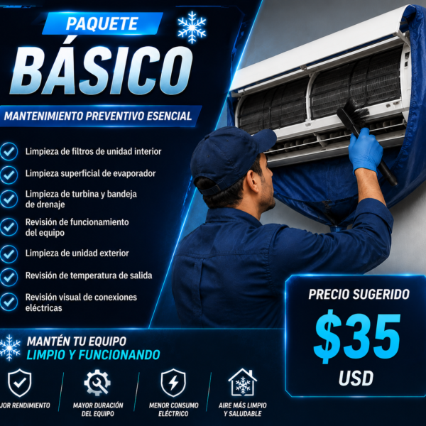 MANTENIMIENTO DE AIRE ACONDICIONADO PAQUETE BÁSICO