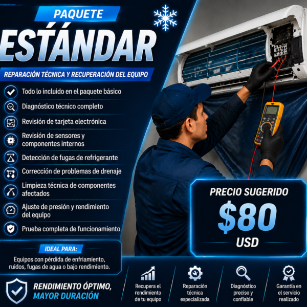 ARREGLO / REPARACIÓN DE AIRE ACONDICIONADO PAQUETE ESTÁNDAR