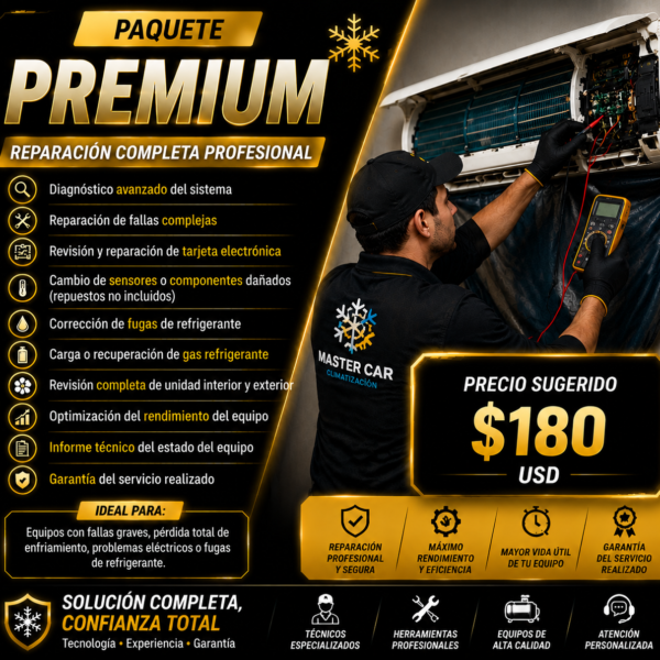 ARREGLO / REPARACIÓN DE AIRE ACONDICIONADO PAQUETE PREMIUM